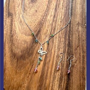 Silver .925 Butterfly Necklace and Earring Set